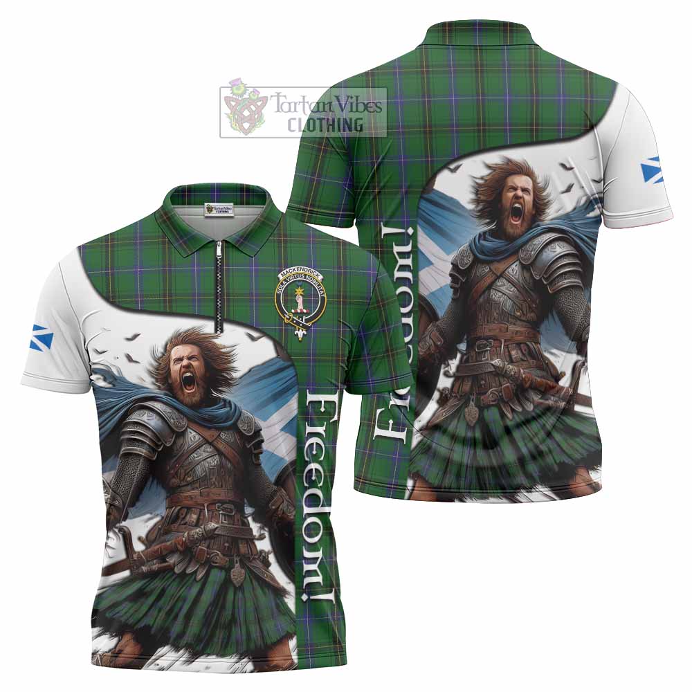 Tartan Vibes Clothing MacKendrick (McKendrick) Crest Tartan Zipper Polo Shirt Inspired by the Freedom of Scottish Warrior