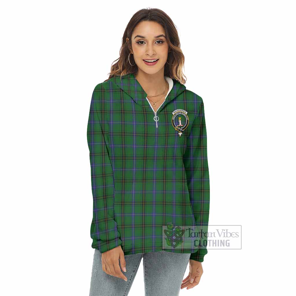 Tartan Vibes Clothing MacKendrick (McKendrick) Tartan Crest Women's Borg  Half Zip Fleece Hoodie