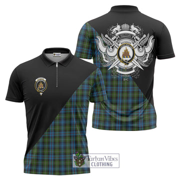 Mackenzie (Mckenzie) Tartan Zipper Polo Shirt with Family Crest and Military Logo Style