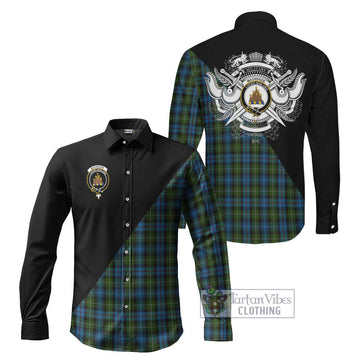 Mackenzie (Mckenzie) Tartan Long Sleeve Button Shirt with Family Crest and Military Logo Style