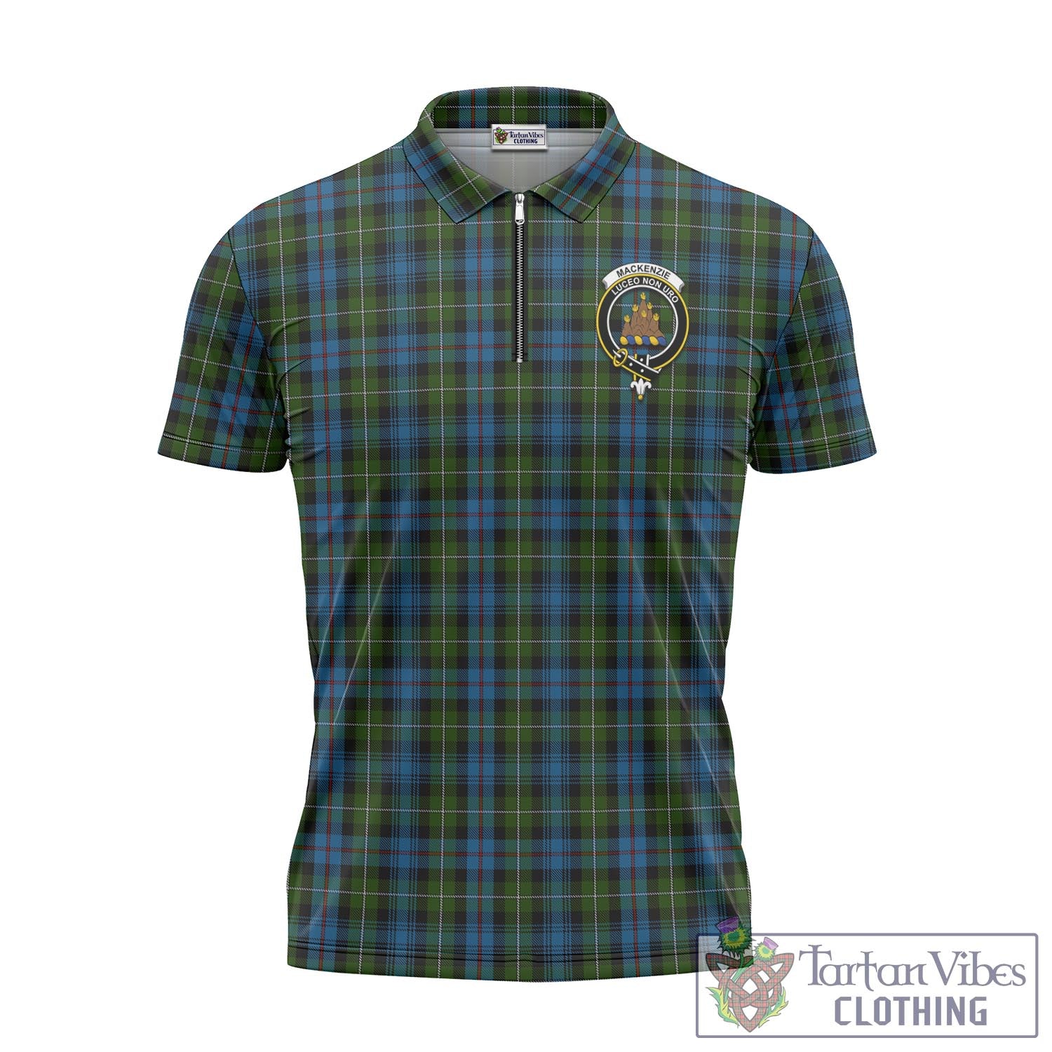 Tartan Vibes Clothing MacKenzie Tartan Zipper Polo Shirt with Family Crest