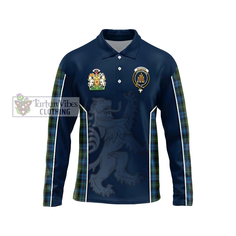 Mackenzie (Mckenzie) Tartan Long Sleeve Polo Shirt with Family Crest and Lion Rampant Vibes Sport Style Unisex - Tartan Vibes Clothing