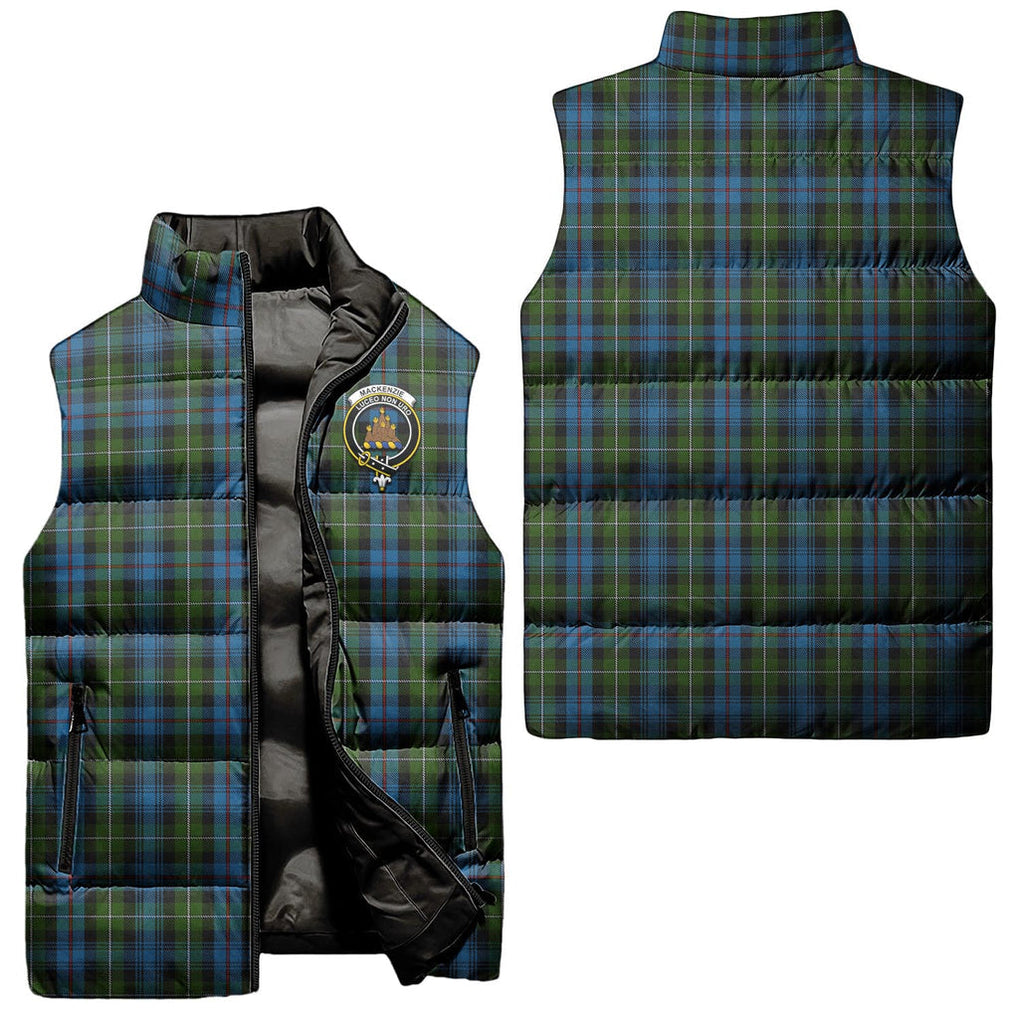 MacKenzie Tartan Sleeveless Puffer Jacket with Family Crest Unisex - Tartanvibesclothing