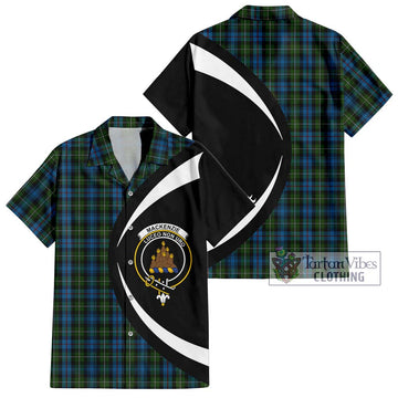 Mackenzie (Mckenzie) Tartan Short Sleeve Button Up with Family Crest Circle Style