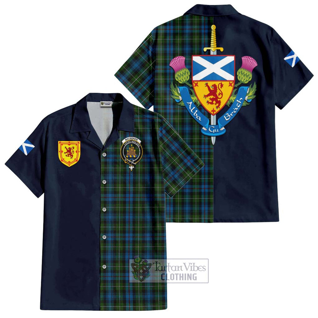 Tartan Vibes Clothing Mackenzie Tartan Short Sleeve Button Shirt with Scottish Lion Royal Arm Half Style