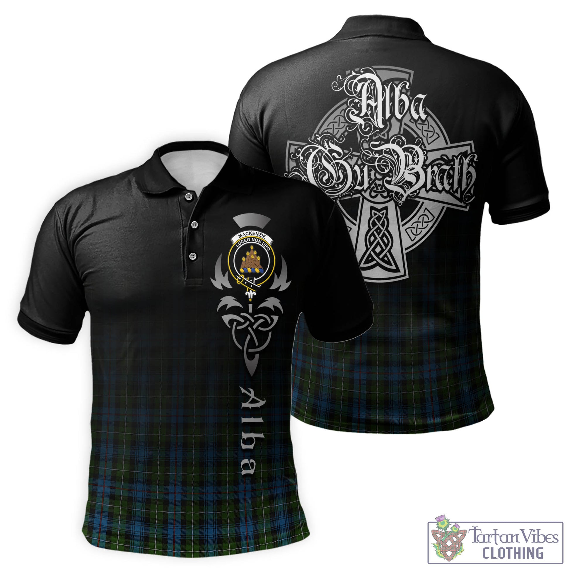 Tartan Vibes Clothing MacKenzie Tartan Polo Shirt Featuring Alba Gu Brath Family Crest Celtic Inspired