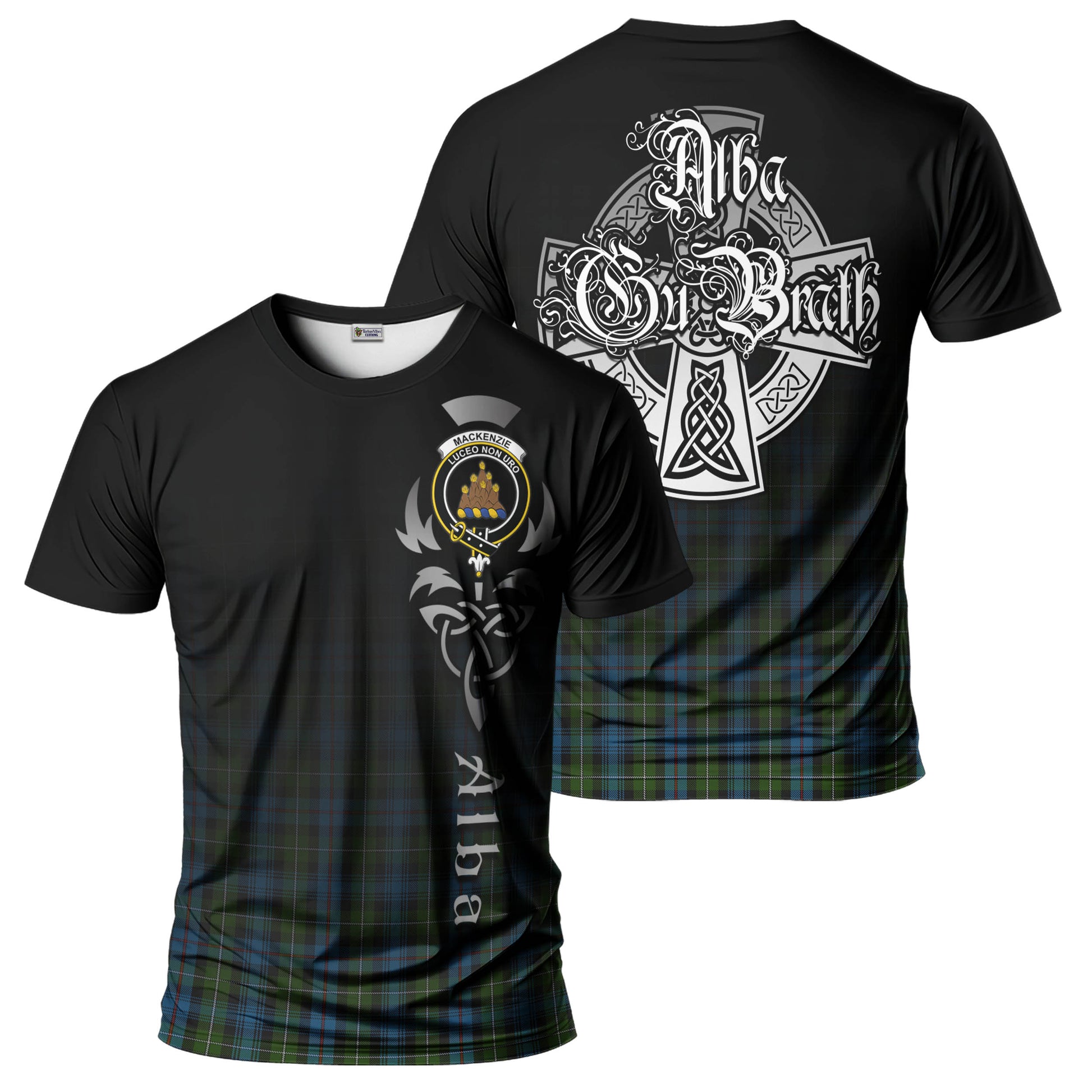 Tartan Vibes Clothing MacKenzie Tartan T-Shirt Featuring Alba Gu Brath Family Crest Celtic Inspired