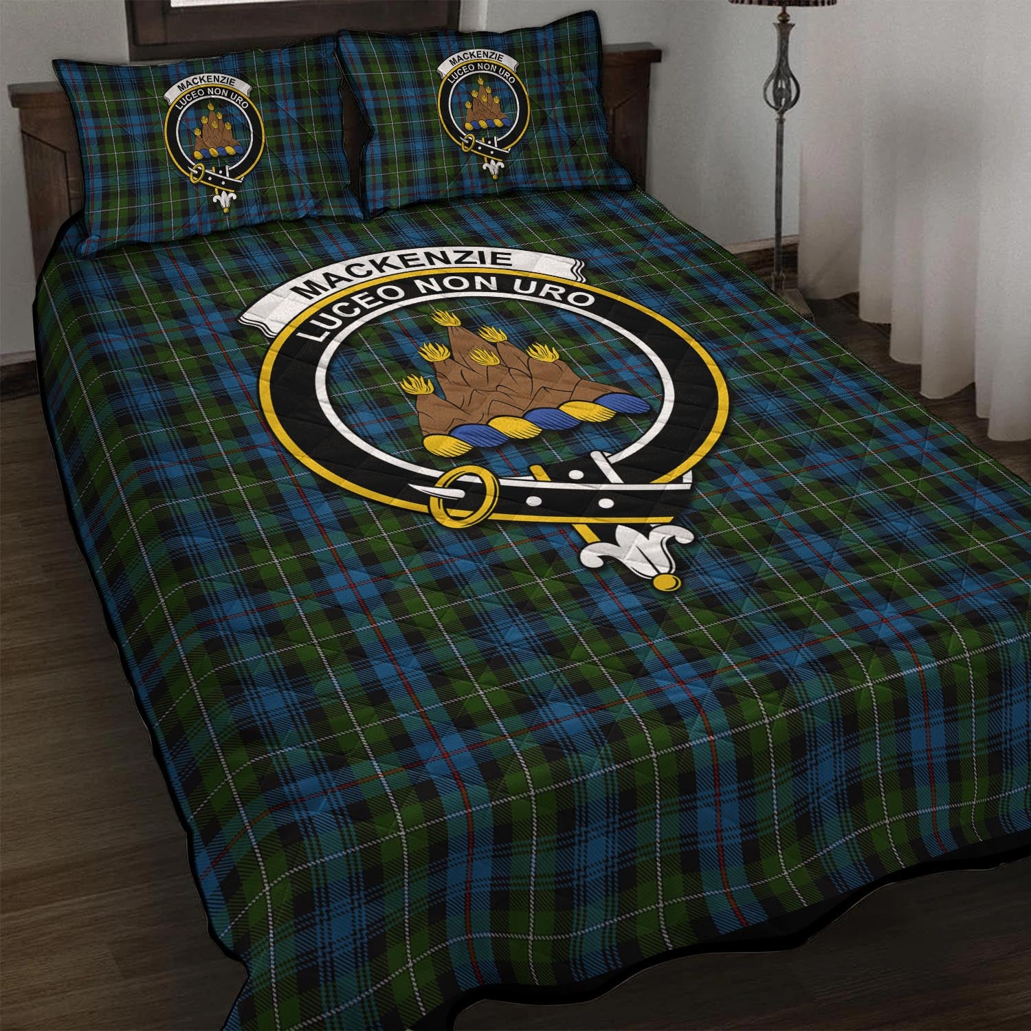 MacKenzie Tartan Quilt Bed Set with Family Crest - Tartanvibesclothing