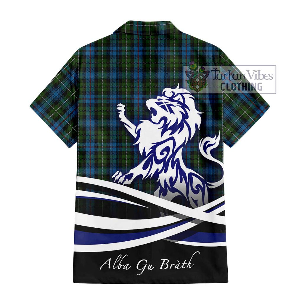 Mackenzie (Mckenzie) Tartan Short Sleeve Button Shirt with Alba Gu Brath Regal Lion Emblem - Tartanvibesclothing Shop