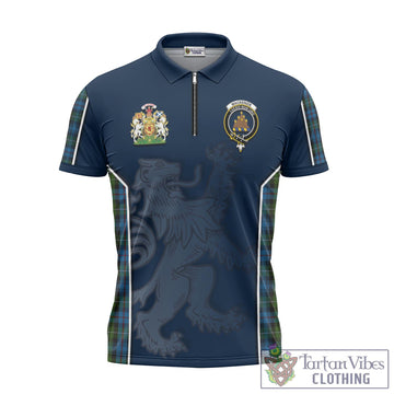 Mackenzie (Mckenzie) Tartan Zipper Polo Shirt with Family Crest and Lion Rampant Vibes Sport Style