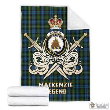 Mackenzie (Mckenzie) Tartan Blanket with Clan Crest and the Golden Sword of Courageous Legacy