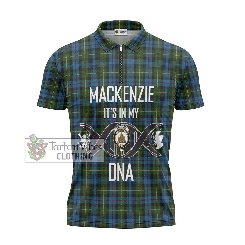 Mackenzie (Mckenzie) Tartan Zipper Polo Shirt with Family Crest DNA In Me Style - Tartanvibesclothing Shop