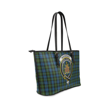 MacKenzie Tartan Leather Tote Bag with Family Crest