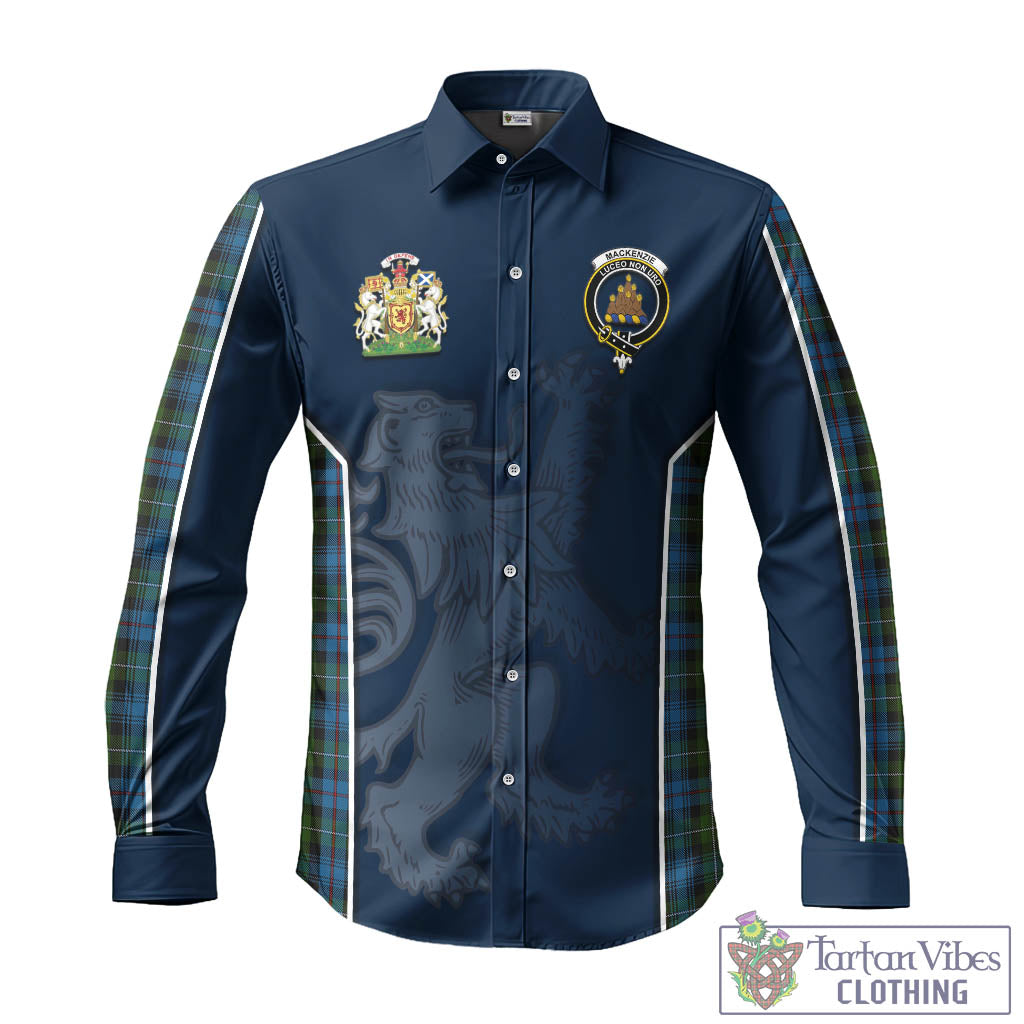 Tartan Vibes Clothing MacKenzie Tartan Long Sleeve Button Up Shirt with Family Crest and Lion Rampant Vibes Sport Style