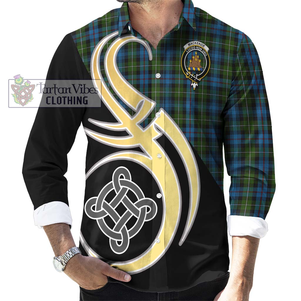 Mackenzie (Mckenzie) Tartan Long Sleeve Button Shirt with Family Crest and Celtic Symbol Style - Tartan Vibes Clothing