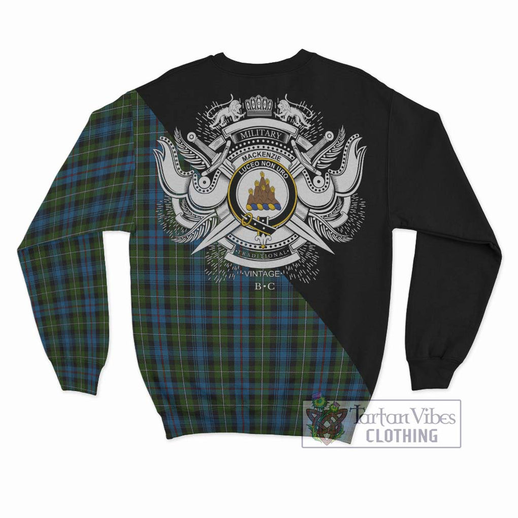 Mackenzie (Mckenzie) Tartan Sweatshirt with Family Crest and Military Logo Style - Tartanvibesclothing Shop