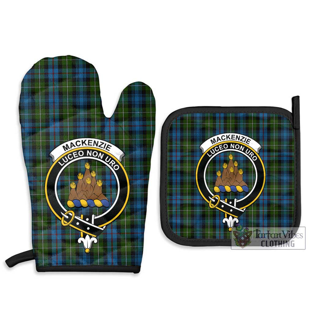 Mackenzie (Mckenzie) Tartan Combo Oven Mitt & Pot-Holder with Family Crest Combo 1 Oven Mitt & 2 Pot-Holder Black - Tartan Vibes Clothing