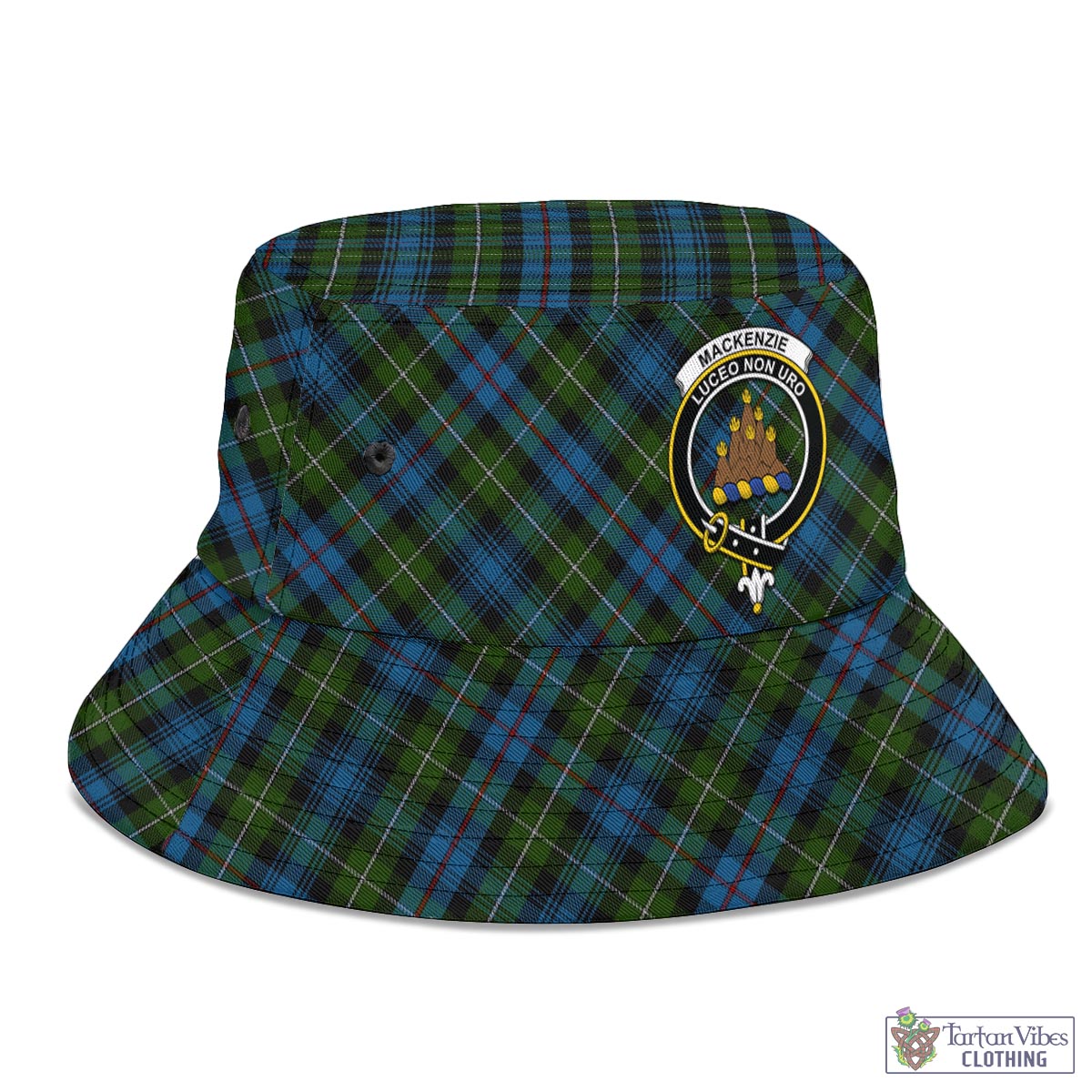 Tartan Vibes Clothing MacKenzie Tartan Bucket Hat with Family Crest