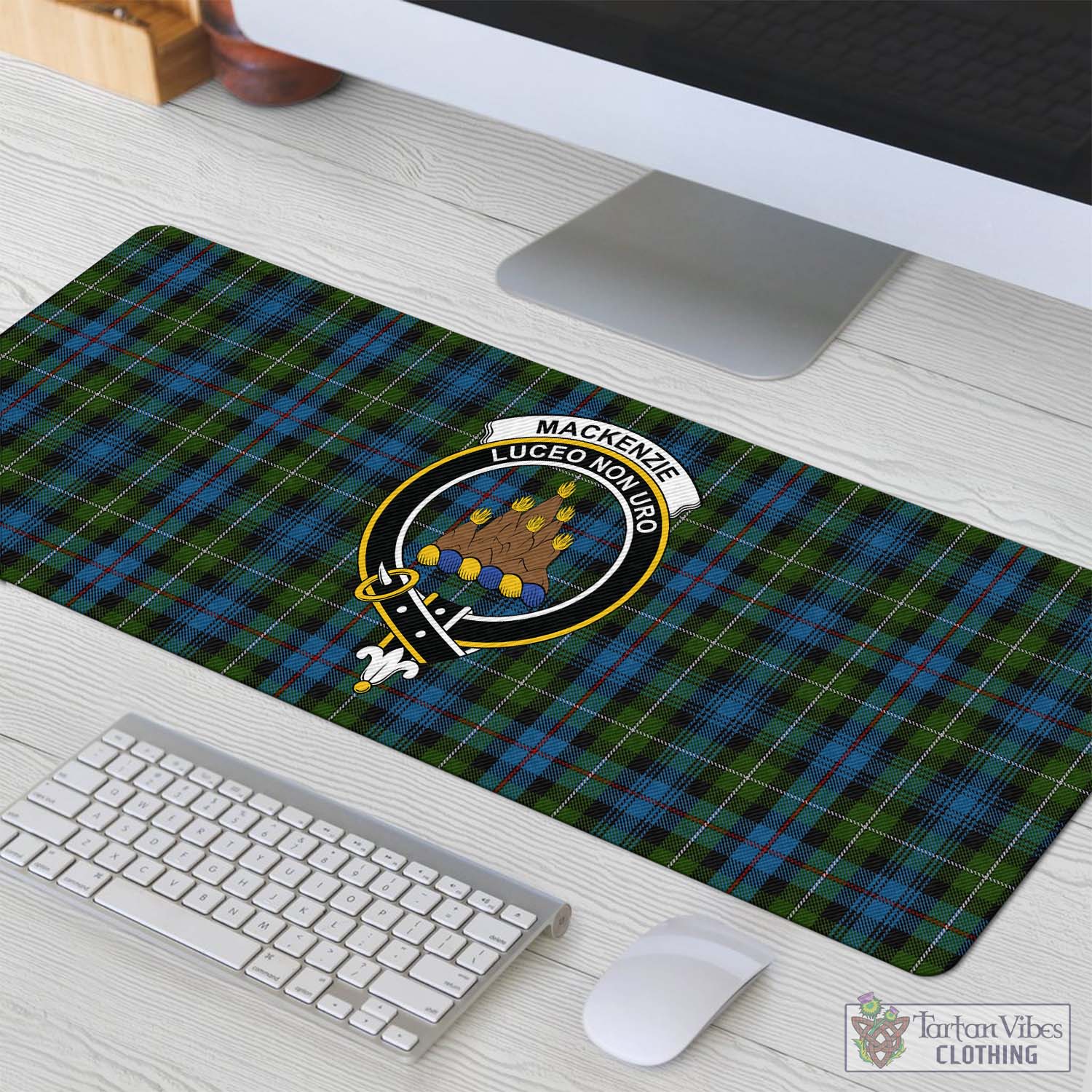 Tartan Vibes Clothing MacKenzie Tartan Mouse Pad with Family Crest