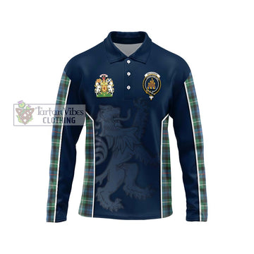 Mackenzie Ancient Tartan Long Sleeve Polo Shirt with Family Crest and Lion Rampant Vibes Sport Style