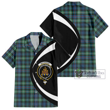 Mackenzie Ancient Tartan Short Sleeve Button Up with Family Crest Circle Style