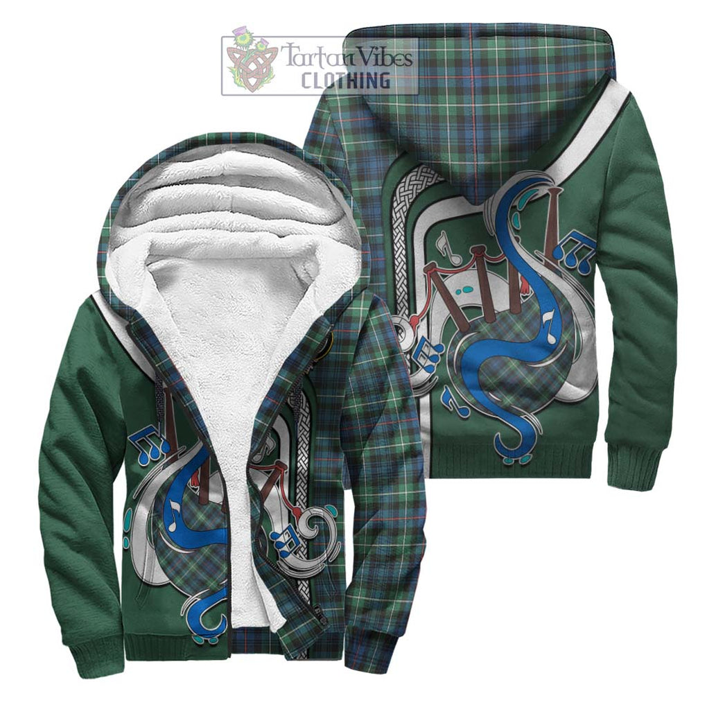 Mackenzie Ancient Tartan Sherpa Hoodie with Epic Bagpipe Style Unisex S - Tartanvibesclothing Shop