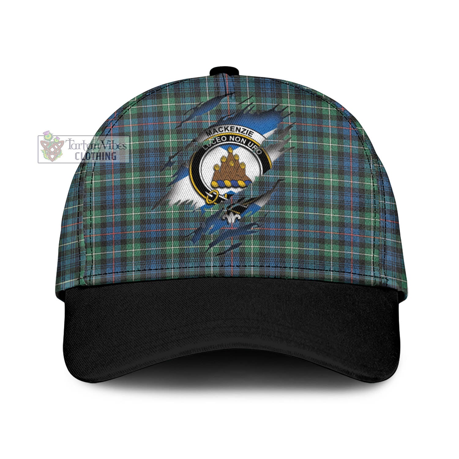 Tartan Vibes Clothing Mackenzie Ancient Tartan Classic Cap with Family Crest In Me Style