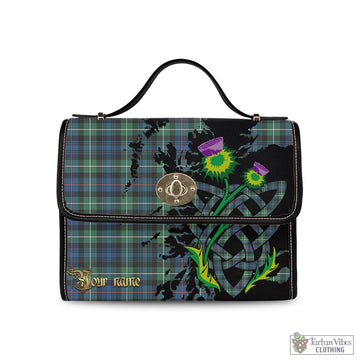 MacKenzie Ancient Tartan Waterproof Canvas Bag with Scotland Map and Thistle Celtic Accents