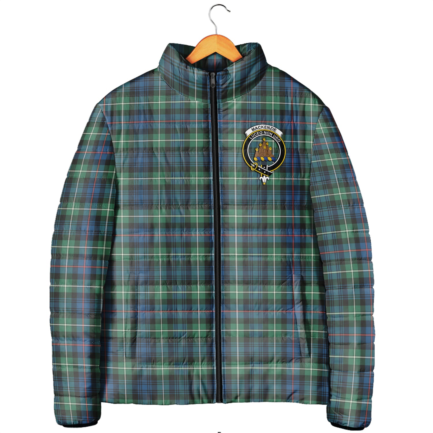 MacKenzie Ancient Tartan Padded Jacket with Family Crest Men's Padded Jacket - Tartan Vibes Clothing