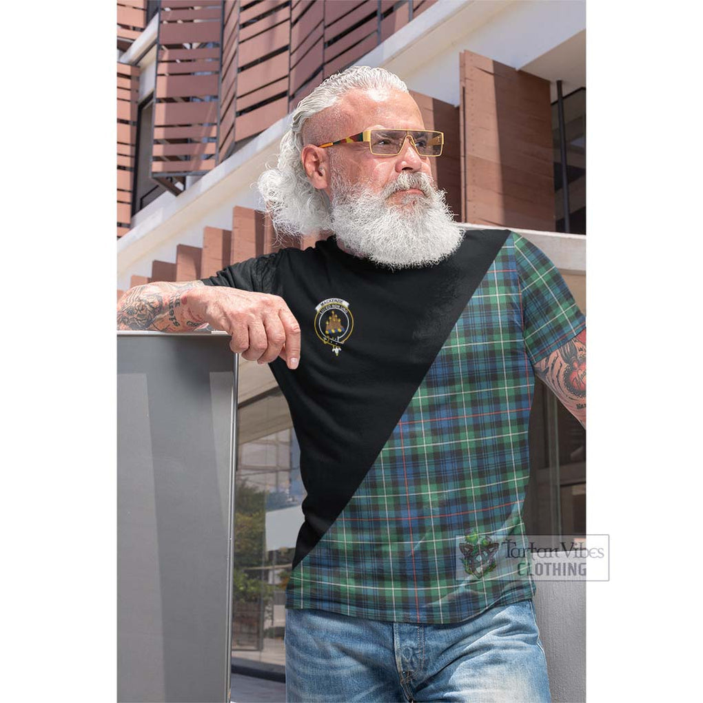 Tartan Vibes Clothing Mackenzie Ancient Tartan Cotton T-shirt with Family Crest and Military Logo Style