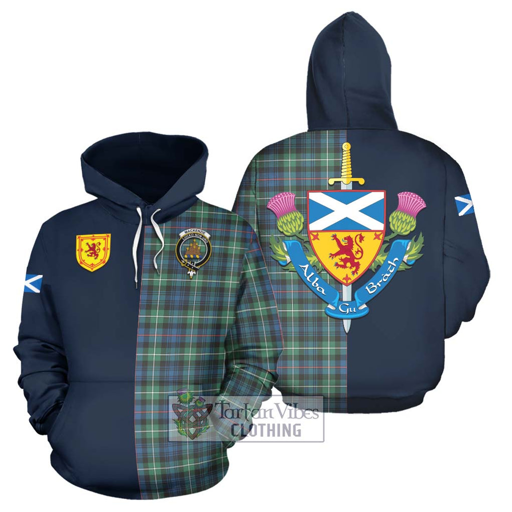 Tartan Vibes Clothing Mackenzie Ancient Tartan Hoodie with Scottish Lion Royal Arm Half Style