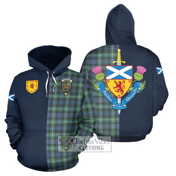 Mackenzie Ancient Tartan Hoodie Alba with Scottish Lion Royal Arm Half Style