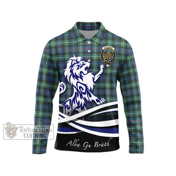 Mackenzie Ancient Tartan Long Sleeve Polo Shirt with Alba Gu Brath Regal Lion Emblem