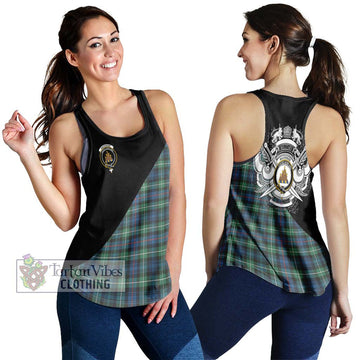 Mackenzie Ancient Tartan Women's Racerback Tanks with Family Crest and Military Logo Style