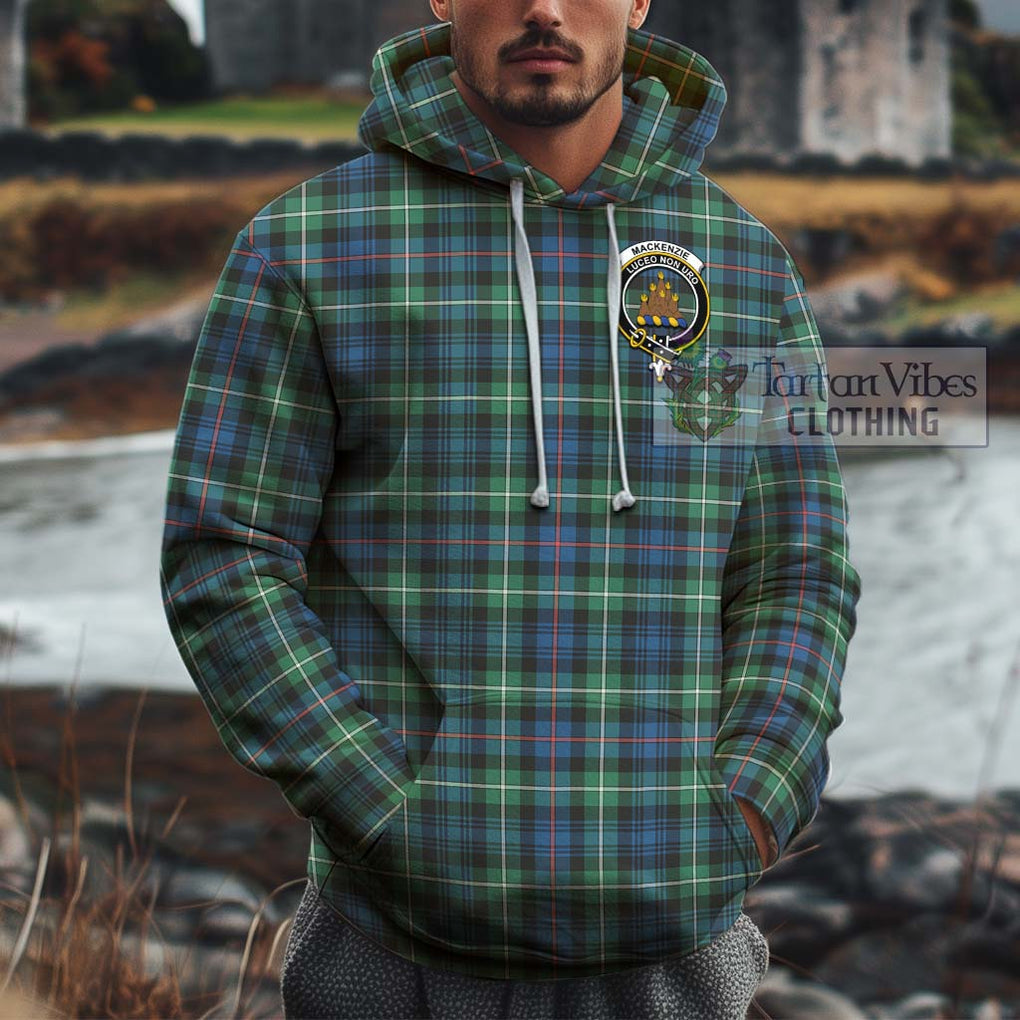 Mackenzie Ancient Tartan Cotton Hoodie with Family Crest Pullover Hoodie XS - Tartan Vibes Clothing