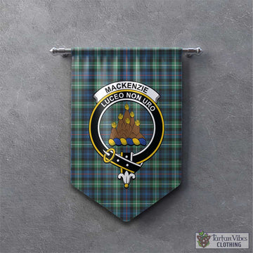 MacKenzie Ancient Tartan Gonfalon, Tartan Banner with Family Crest