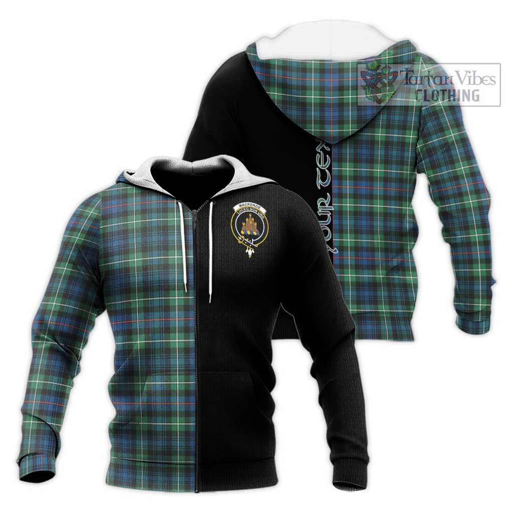 Mackenzie Ancient Tartan Knitted Hoodie with Family Crest and Half Of Me Style Unisex Knitted Zip Hoodie - Tartanvibesclothing Shop