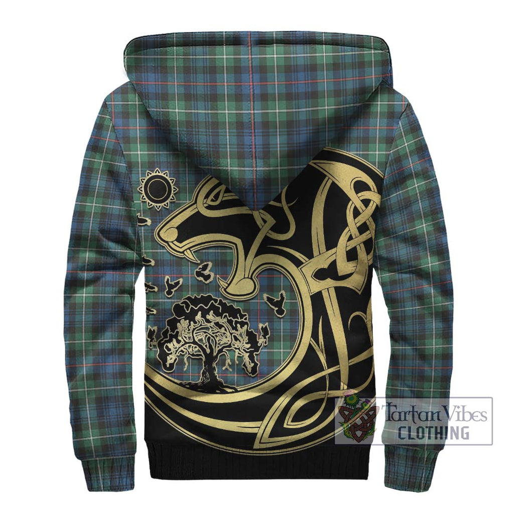 Mackenzie Ancient Tartan Sherpa Hoodie with Family Crest Celtic Wolf Style - Tartan Vibes Clothing