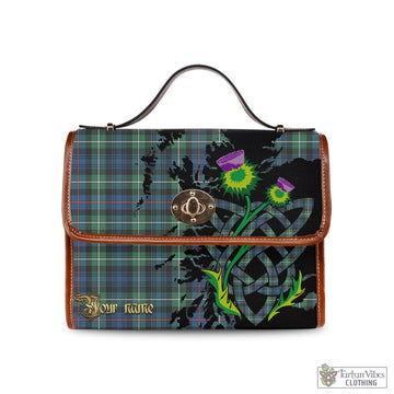 MacKenzie Ancient Tartan Waterproof Canvas Bag with Scotland Map and Thistle Celtic Accents