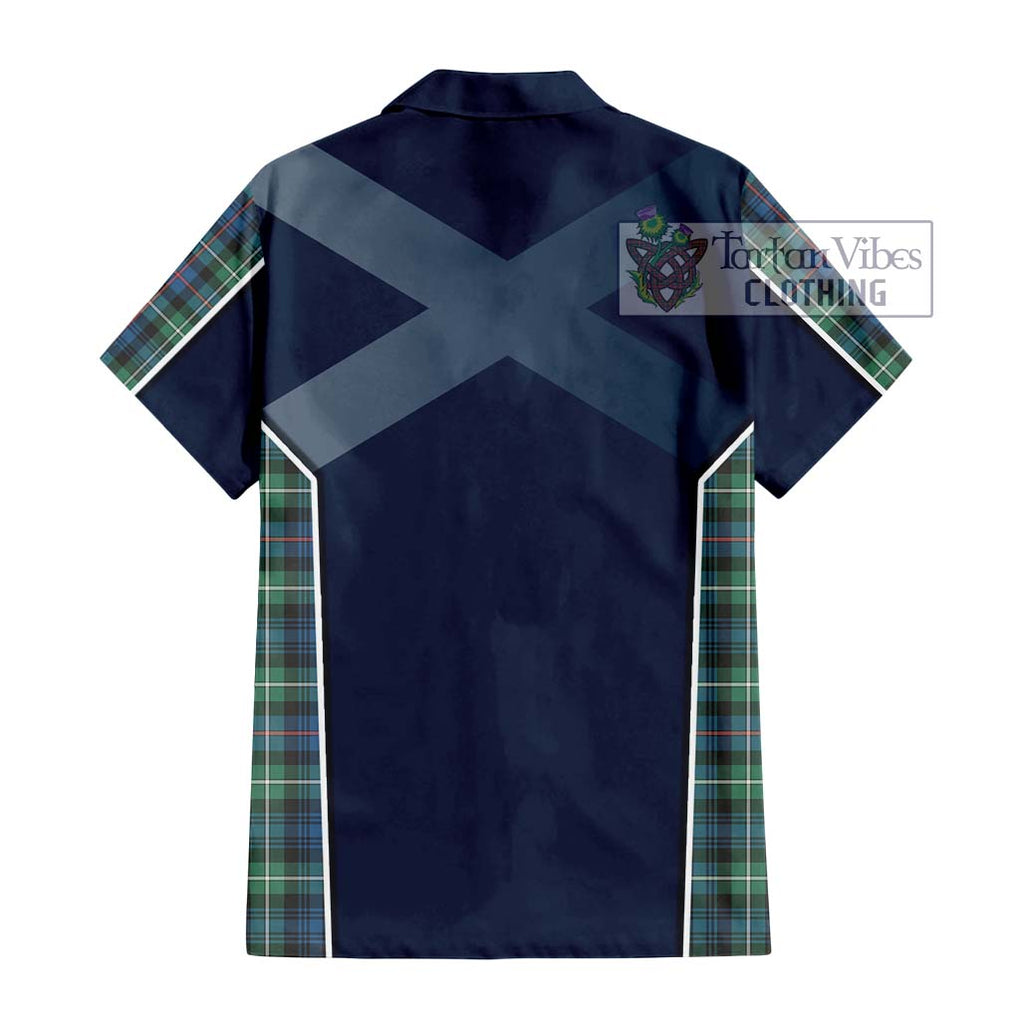 Mackenzie Ancient Tartan Short Sleeve Button Shirt with Family Crest and Lion Rampant Vibes Sport Style - Tartan Vibes Clothing