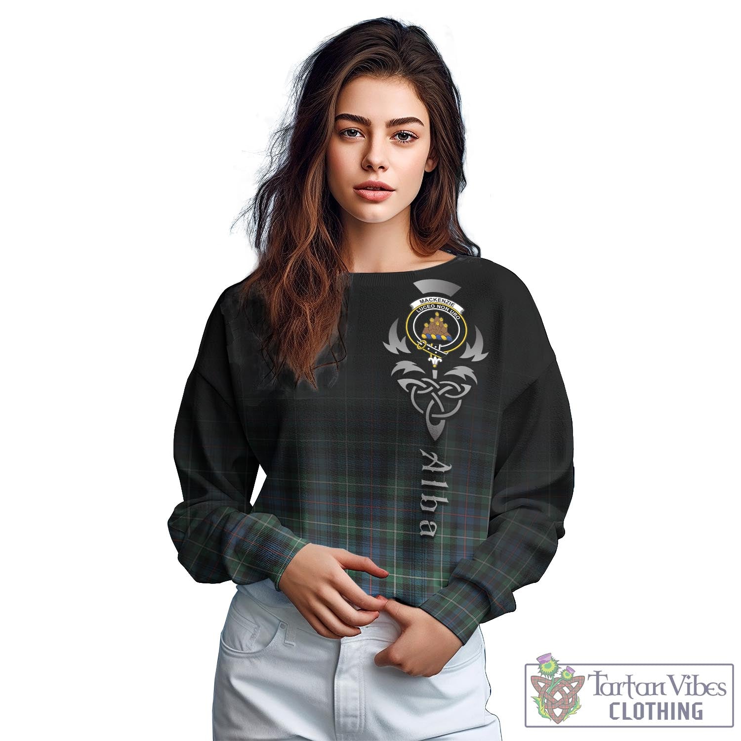 Tartan Vibes Clothing MacKenzie Ancient Tartan Sweatshirt Featuring Alba Gu Brath Family Crest Celtic Inspired