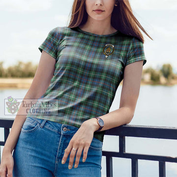 Mackenzie Ancient Tartan Cotton T-Shirt with Family Crest