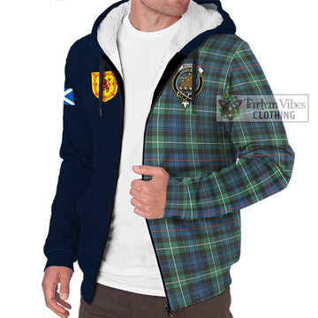 Mackenzie Ancient Tartan Sherpa Hoodie Alba with Scottish Lion Royal Arm Half Style