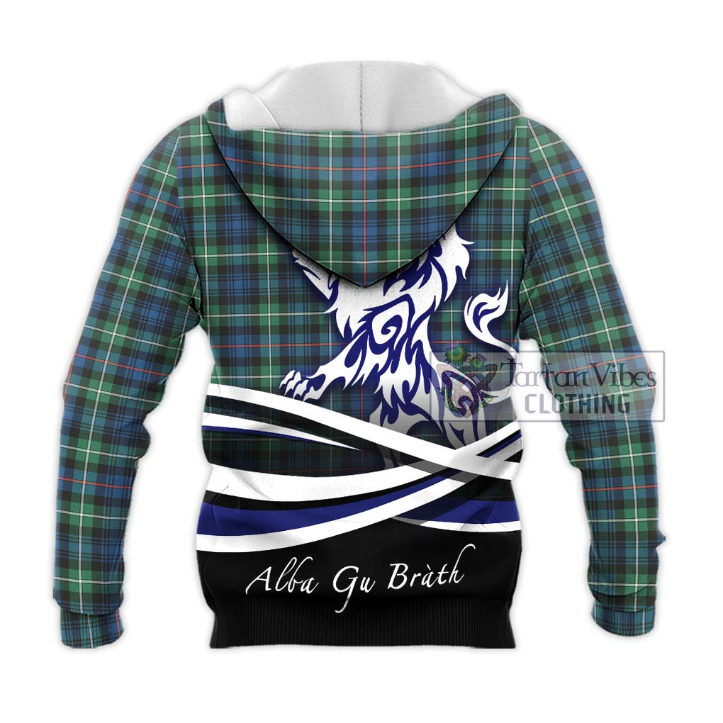 Mackenzie Ancient Tartan Knitted Hoodie with Alba Gu Brath Regal Lion Emblem - Tartanvibesclothing Shop