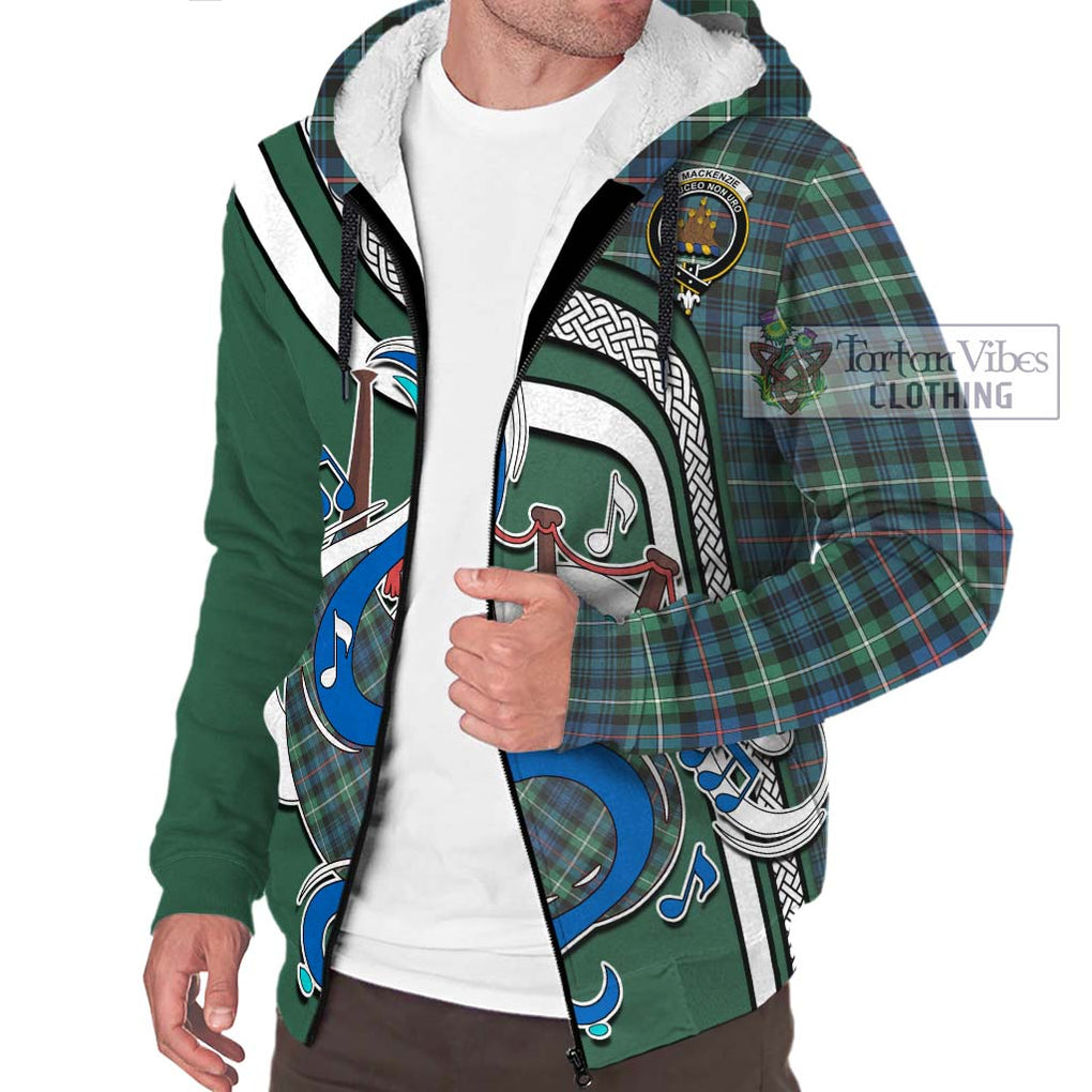 Mackenzie Ancient Tartan Sherpa Hoodie with Epic Bagpipe Style Unisex - Tartanvibesclothing Shop