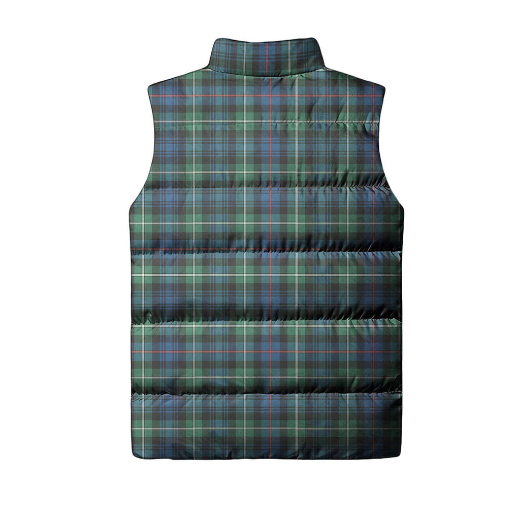 MacKenzie Ancient Tartan Sleeveless Puffer Jacket with Family Crest - Tartanvibesclothing