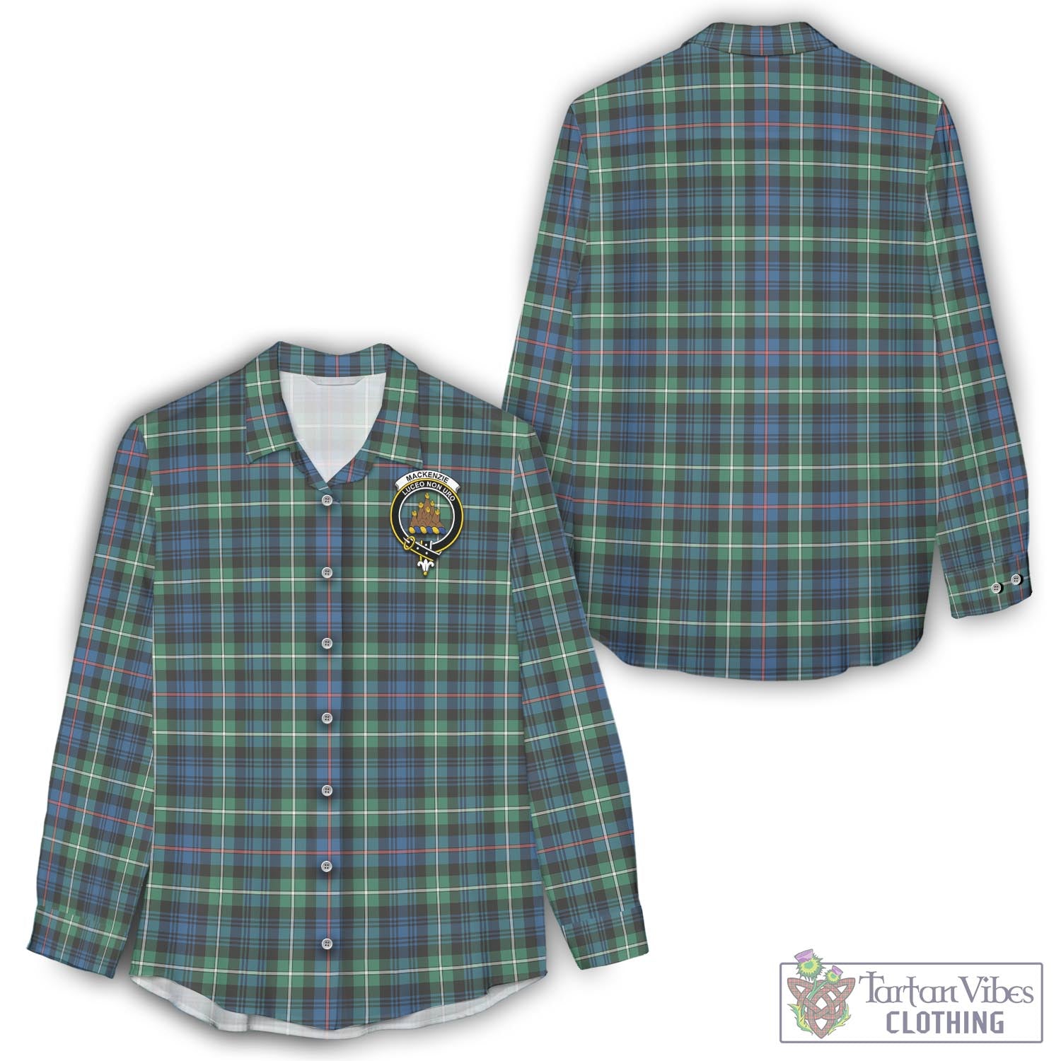 Tartan Vibes Clothing MacKenzie Ancient Tartan Womens Casual Shirt with Family Crest