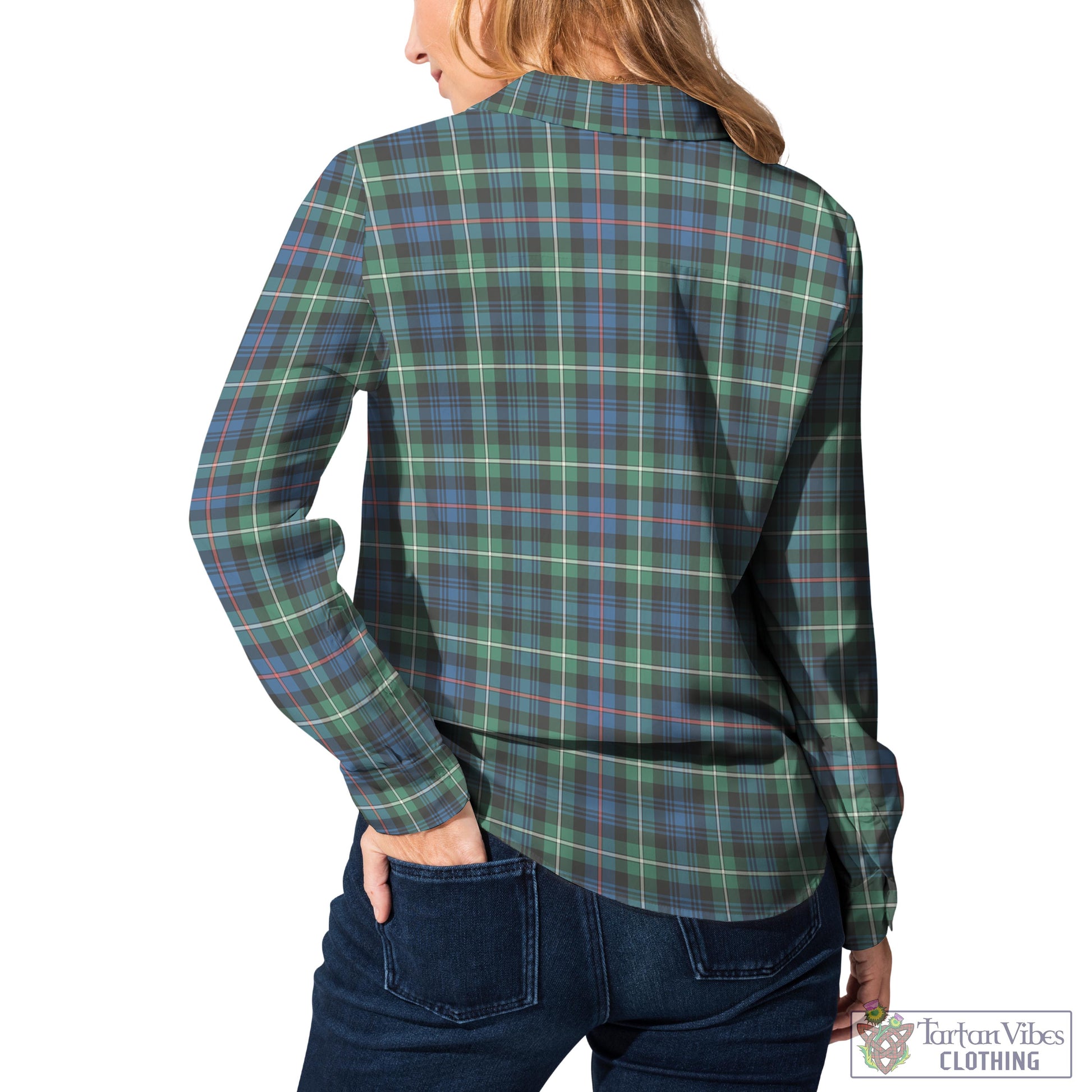 Tartan Vibes Clothing MacKenzie Ancient Tartan Womens Casual Shirt with Family Crest