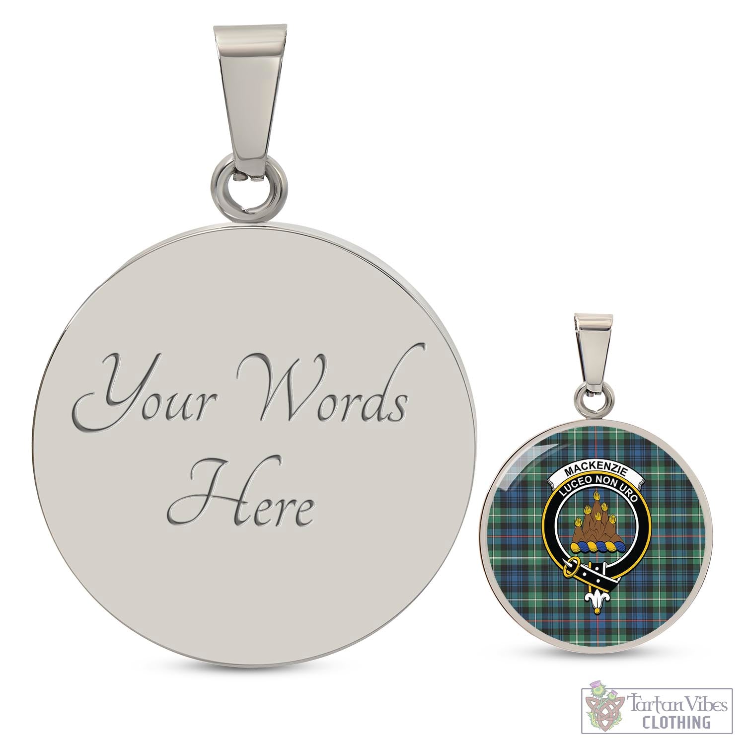 Tartan Vibes Clothing MacKenzie Ancient Tartan Circle Necklace with Family Crest