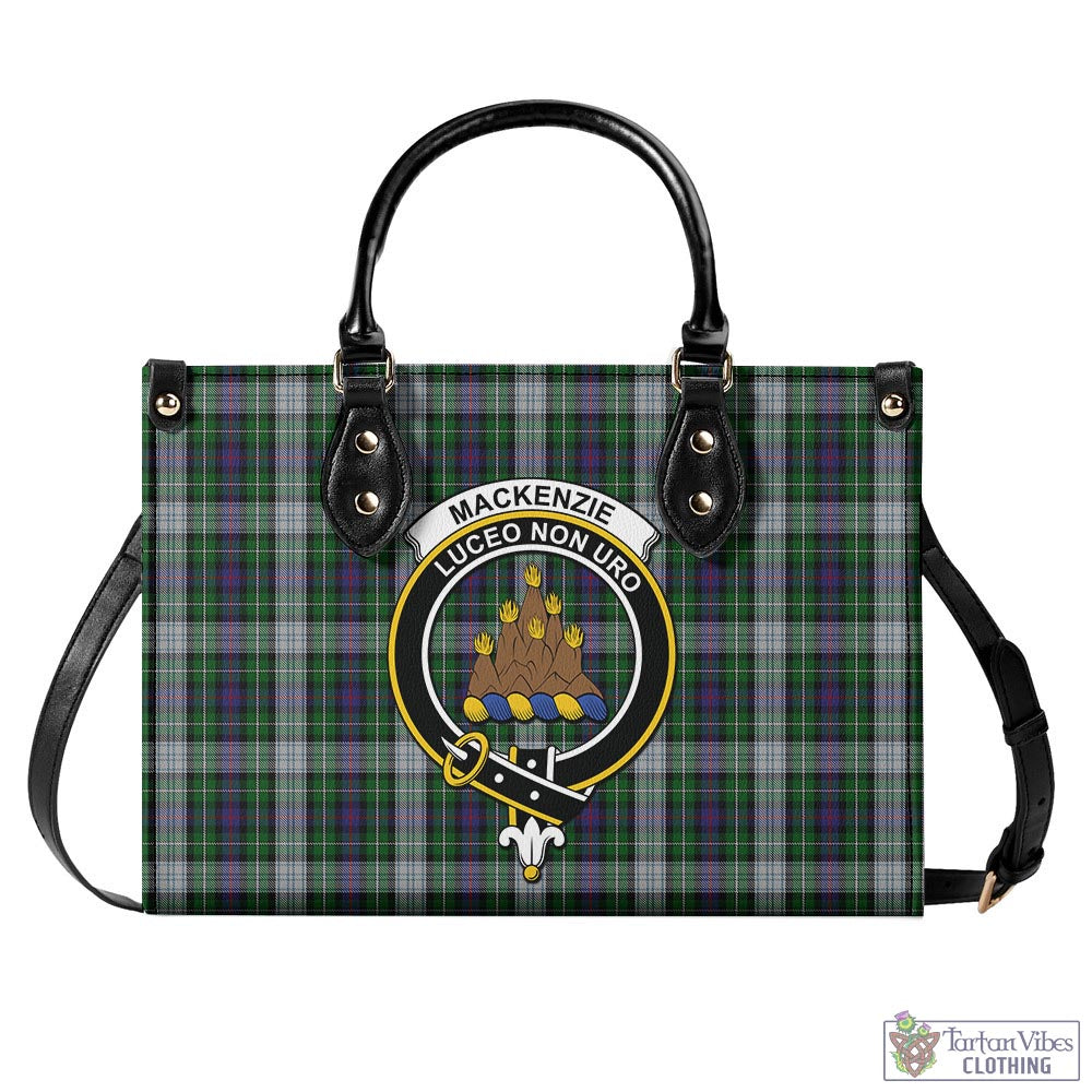 Tartan Vibes Clothing MacKenzie Dress Tartan Luxury Leather Handbags with Family Crest